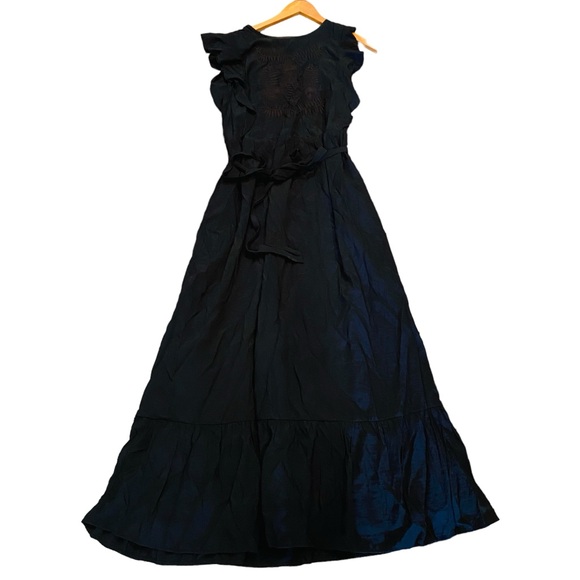 Who What Wear Dresses & Skirts - WHO WHAT WEAR Black Ruffle Bohemian Prairie Midi Dress Ruffle Sleeves